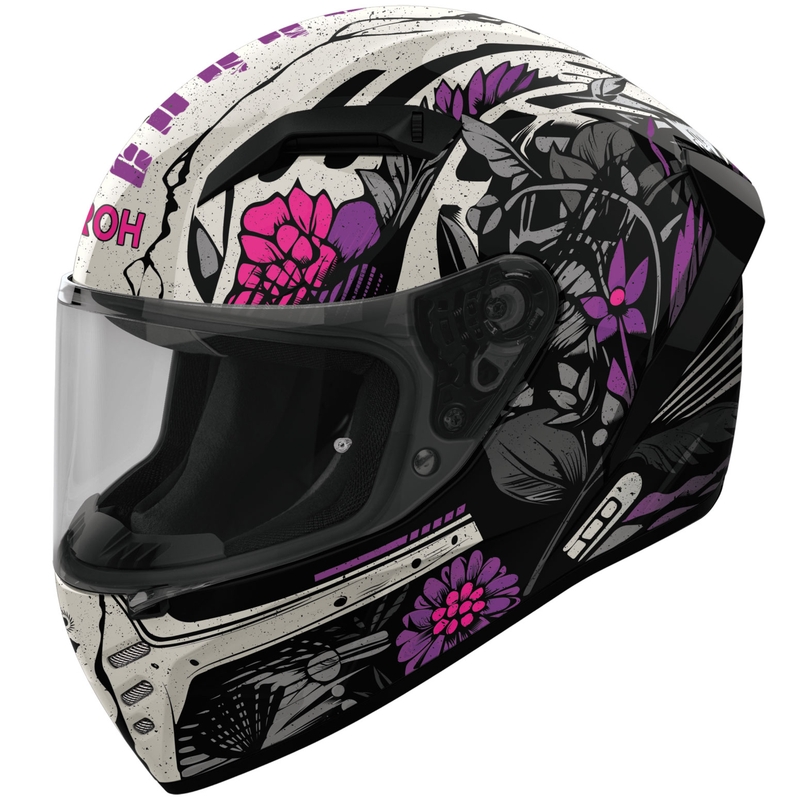 Casco integrale da moto Airoh CONNOR Bloom nero-grigio-viola lucido