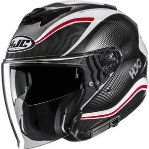 Casco da moto jet HJC i31 Depe MC1 nero-bianco-rosso