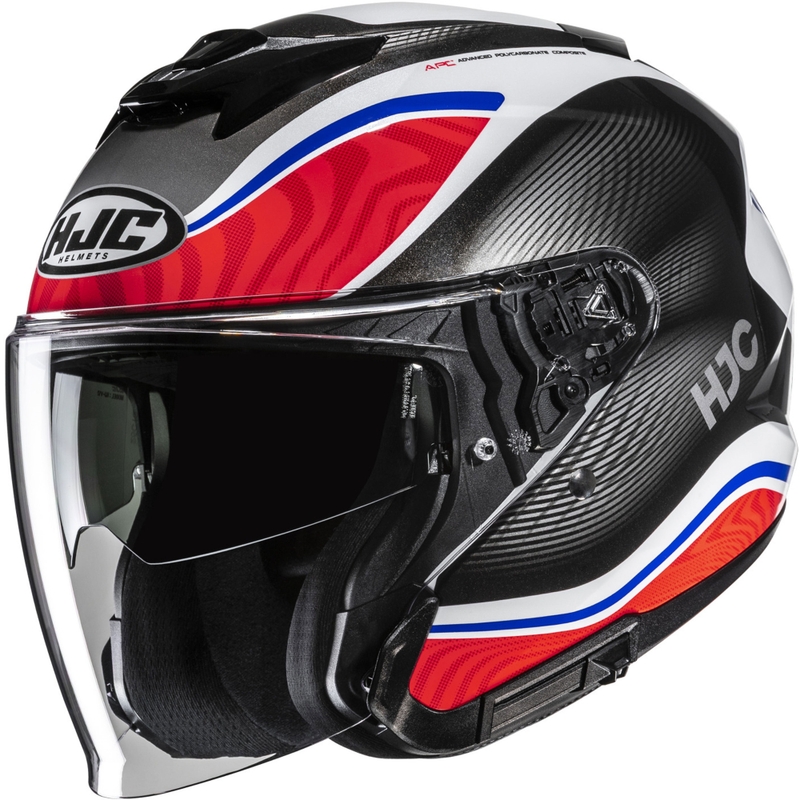 Casco da moto jet HJC i31 Depe MC21 nero-bianco-rosso-blu