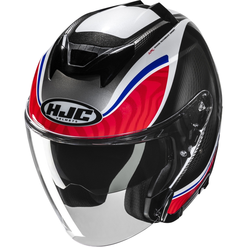 Casco da moto jet HJC i31 Depe MC21 nero-bianco-rosso-blu