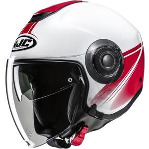 Casco da moto jet HJC i40N Vision MC1 bianco-rosso