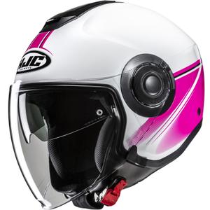 Casco da moto jet HJC i40N Vision MC8 bianco-rosa