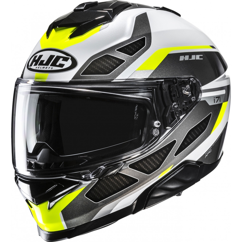Casco integrale da moto HJC i71 Zest MC3H nero-bianco-giallo fluo