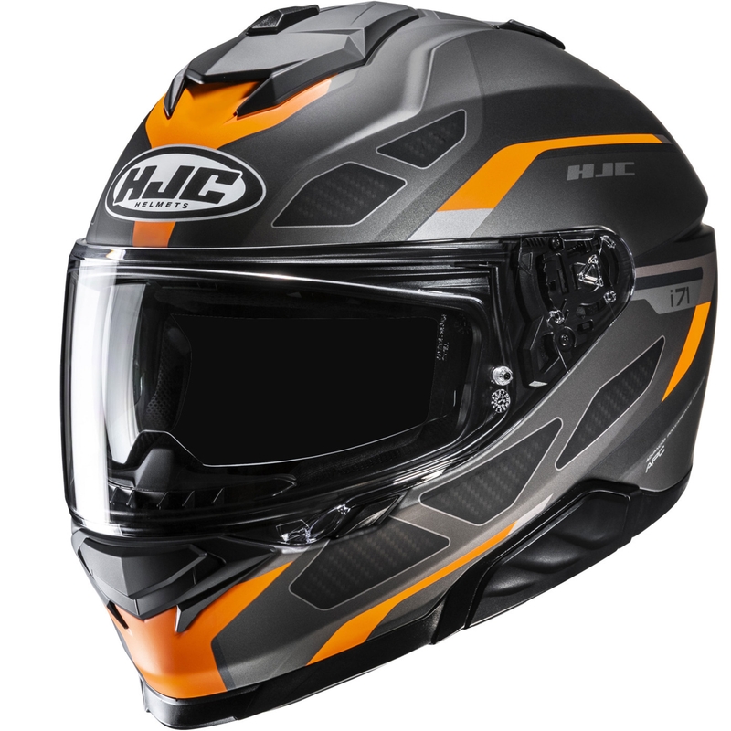 Casco integrale da moto HJC i71 Zest MC7SF grigio-nero-arancione