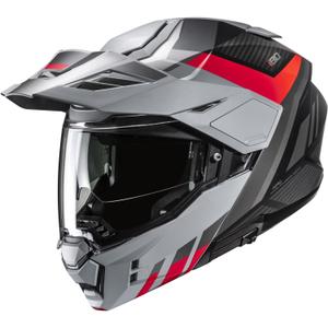 Casco da moto flip-up HJC i80 Imes MC1SF grigio-nero-rosso