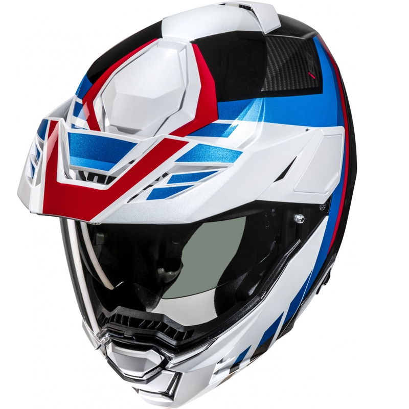 Casco da moto flip-up HJC i80 Imes MC21 nero-bianco-blu-rosso