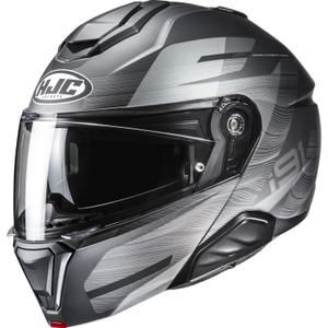 Casco da moto flip-up HJC i91 Dusk MC5SF nero-grigio