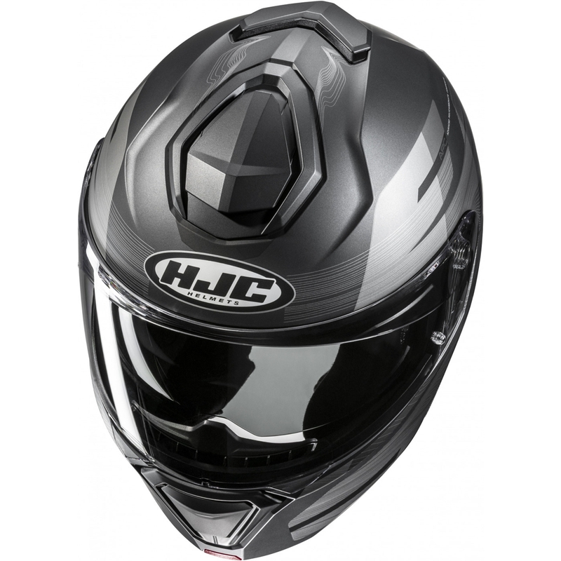 Casco da moto flip-up HJC i91 Dusk MC5SF nero-grigio