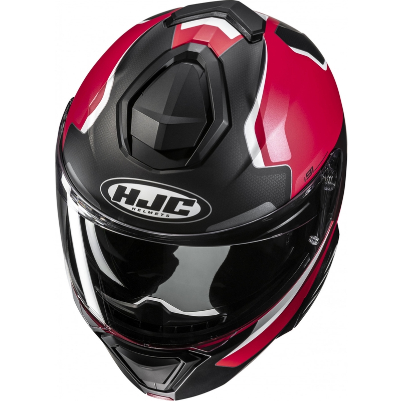 Casco da moto flip-up HJC i91 Felio MC1SF nero-rosso-bianco