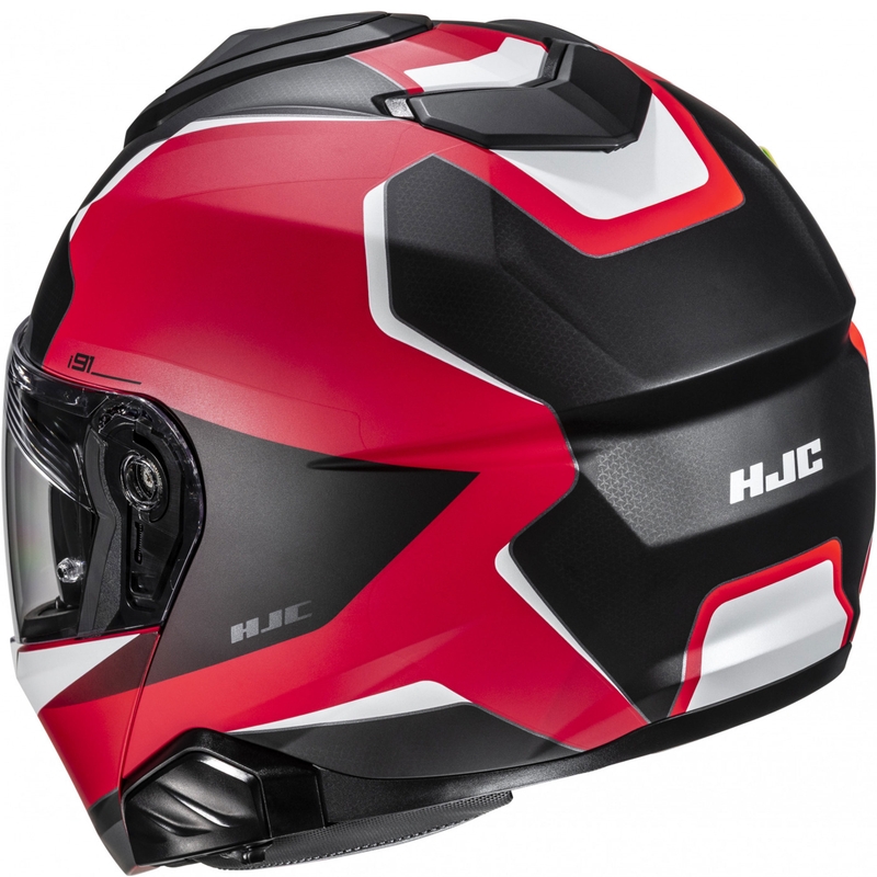 Casco da moto flip-up HJC i91 Felio MC1SF nero-rosso-bianco