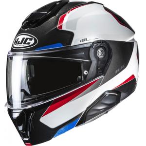 Casco da moto flip-up HJC i91 Felio MC21 nero-bianco-rosso-blu