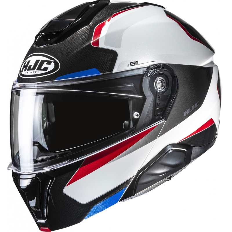 Casco da moto flip-up HJC i91 Felio MC21 nero-bianco-rosso-blu