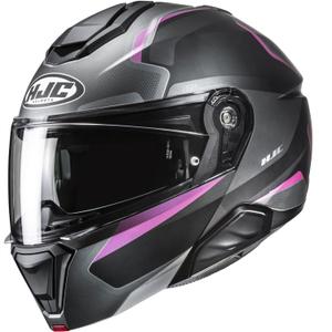 Casco da moto flip-up HJC i91 Felio MC8SF nero-rosa