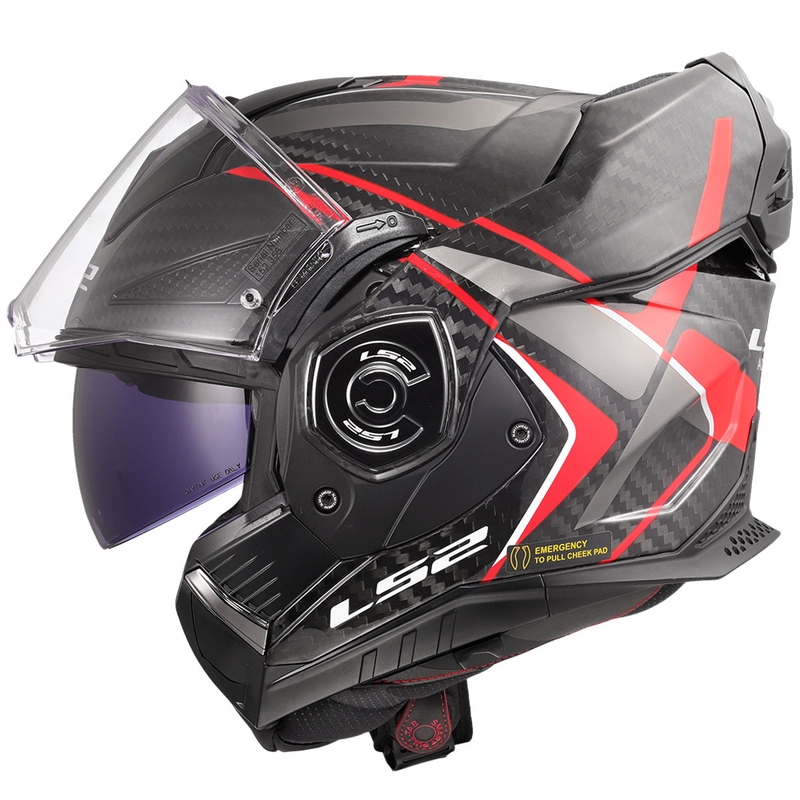 Casco moto modulare LS2 FF901 Advant XC Future II nero-rosso