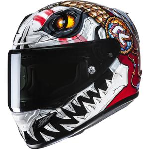 Casco integrale da moto HJC RPHA 12 Skully MC1 bianco-rosso
