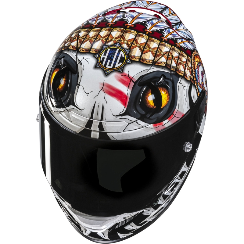 Casco integrale da moto HJC RPHA 12 Skully MC1 bianco-rosso