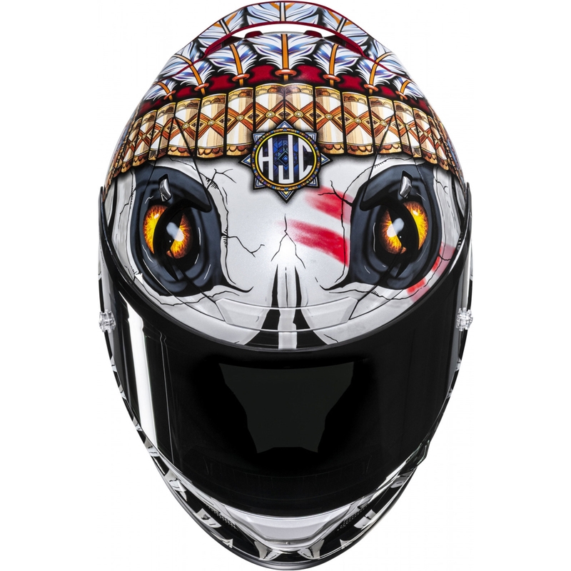 Casco integrale da moto HJC RPHA 12 Skully MC1 bianco-rosso
