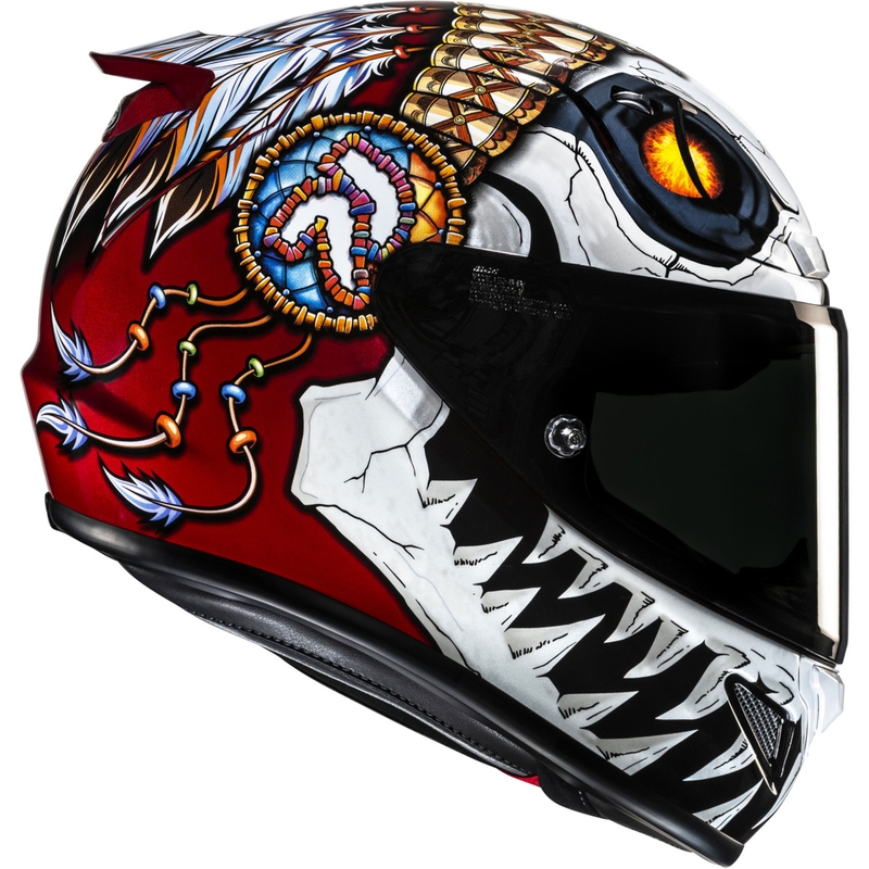 Casco integrale da moto HJC RPHA 12 Skully MC1 bianco-rosso
