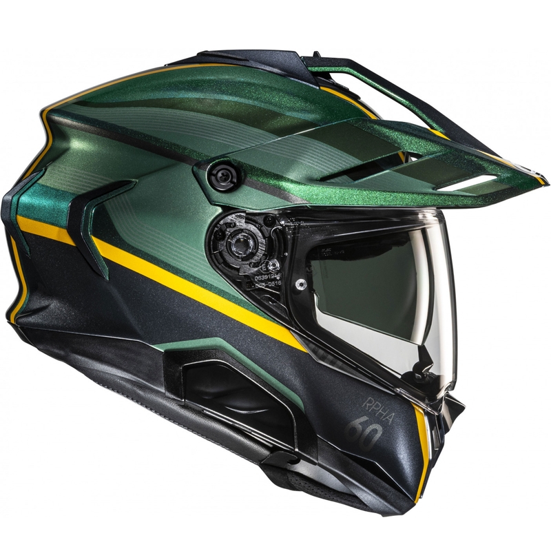 Casco da moto enduro HJC RPHA 60 Arbre MC4 verde-nero-giallo