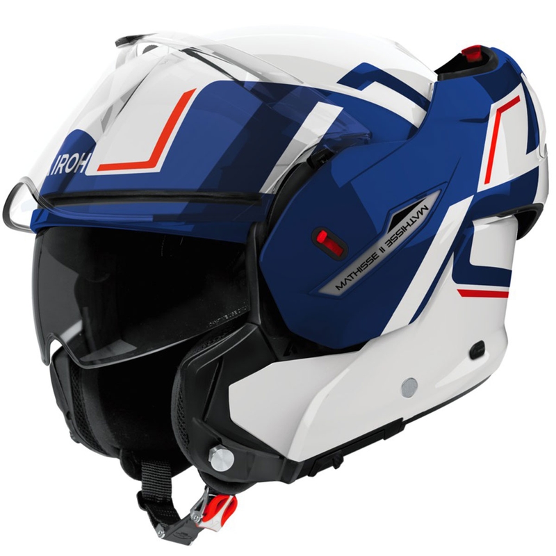 Casco da moto Airoh Mathisse 2 Genius blu-rosso lucido