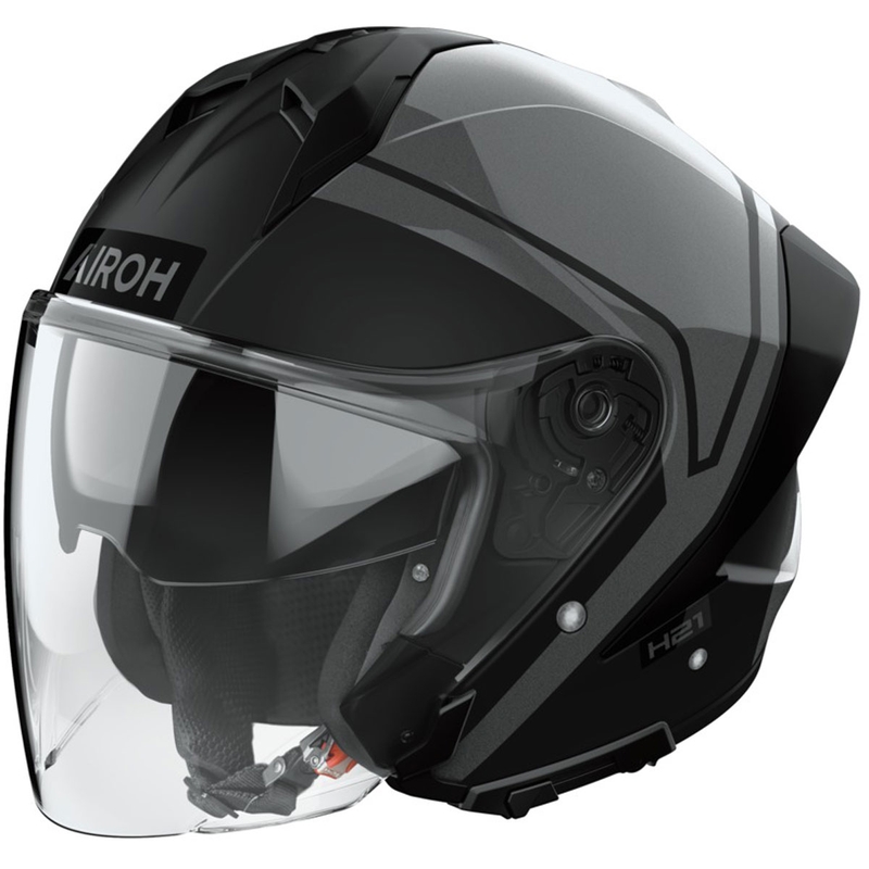 Casco moto jet Airoh H21 Square nero opaco-lucido-grigio