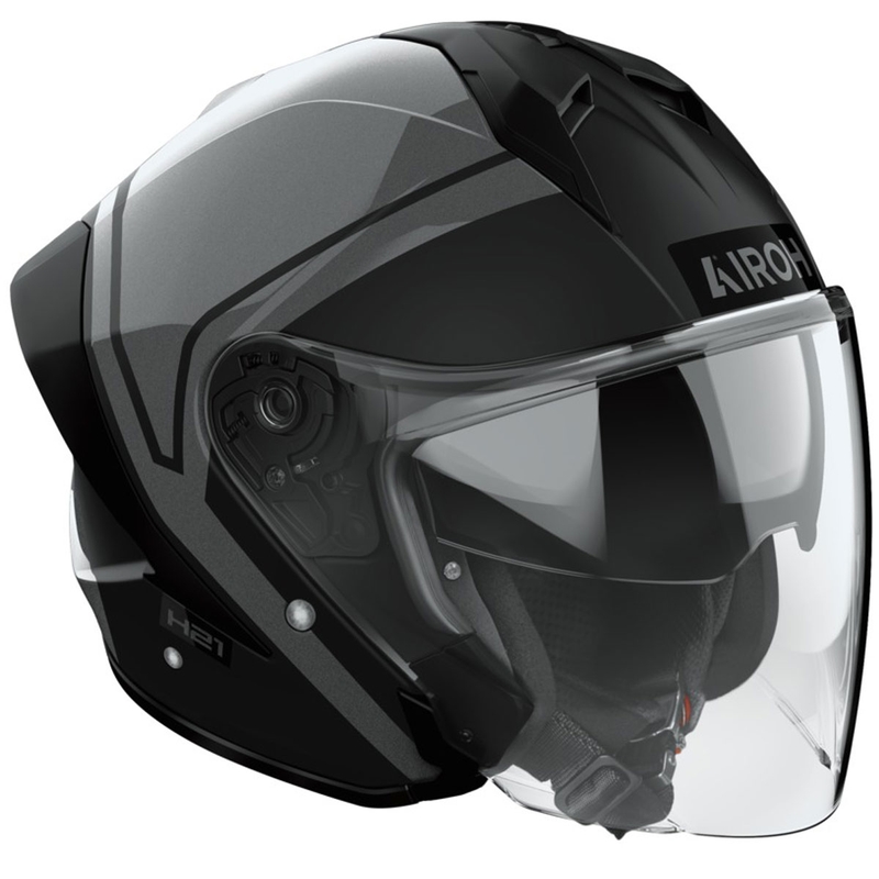 Casco moto jet Airoh H21 Square nero opaco-lucido-grigio