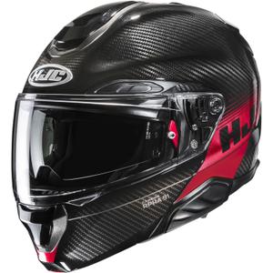 Casco da moto flip-up HJC RPHA 91 CARBON Elig MC1 nero-rosso