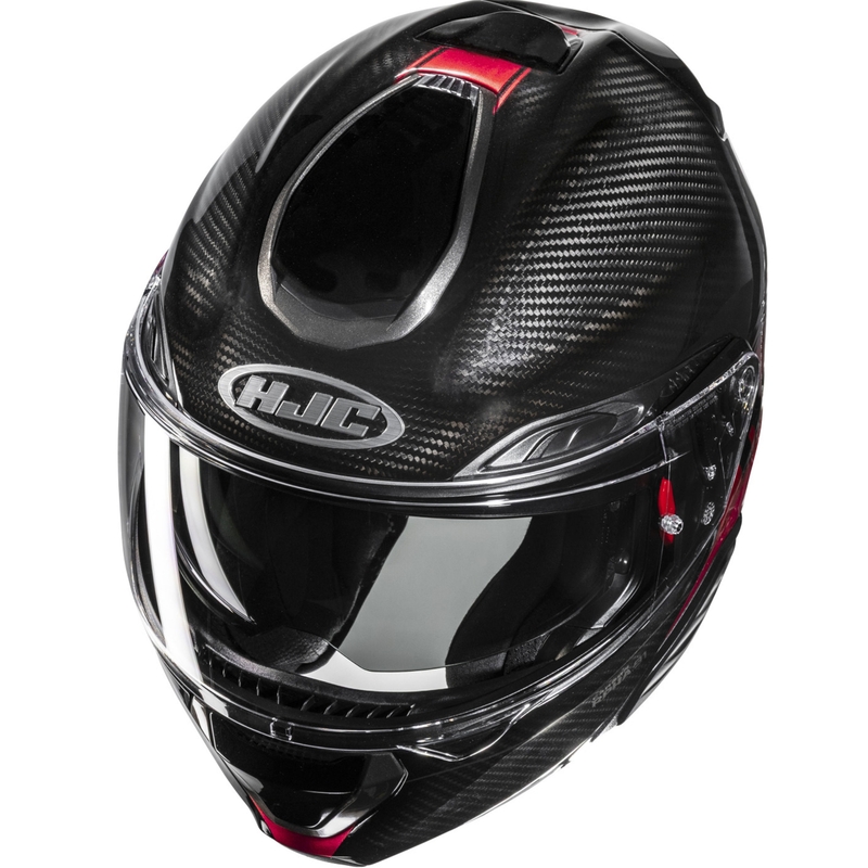 Casco da moto flip-up HJC RPHA 91 CARBON Elig MC1 nero-rosso