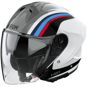 Casco moto jet Airoh H21 Arrow grigio-bianco lucido