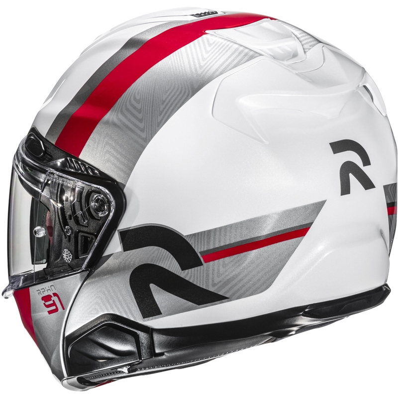 Casco da moto apribile HJC RPHA 91 Fensh MC1 bianco-argento-rosso