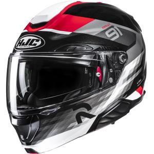 Casco da moto flip-up HJC RPHA 91 Madal MC1 nero-grigio-rosso