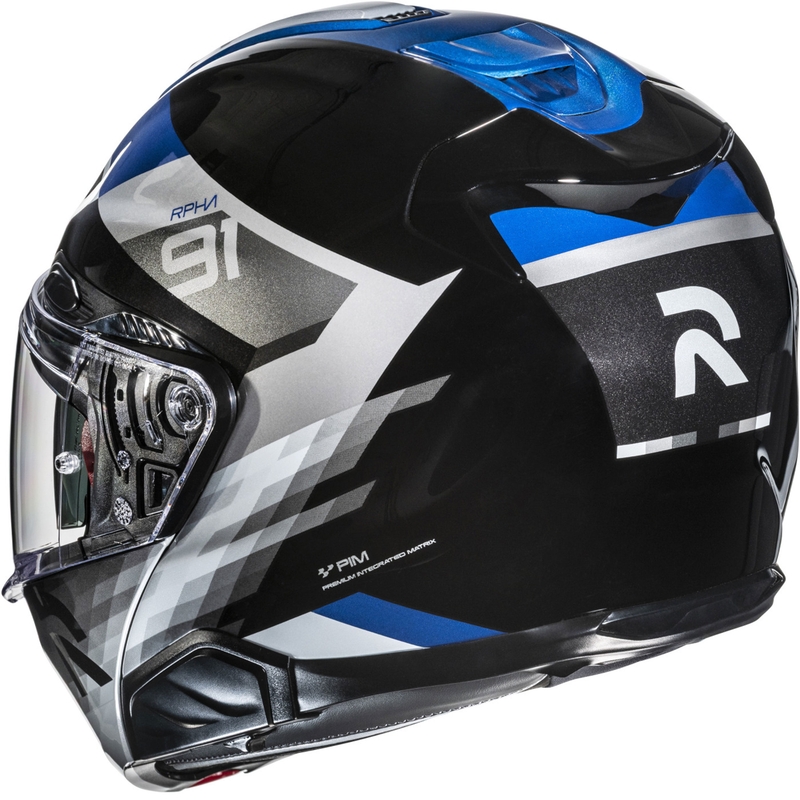 Casco da moto flip-up HJC RPHA 91 Madal MC2 nero-grigio-blu