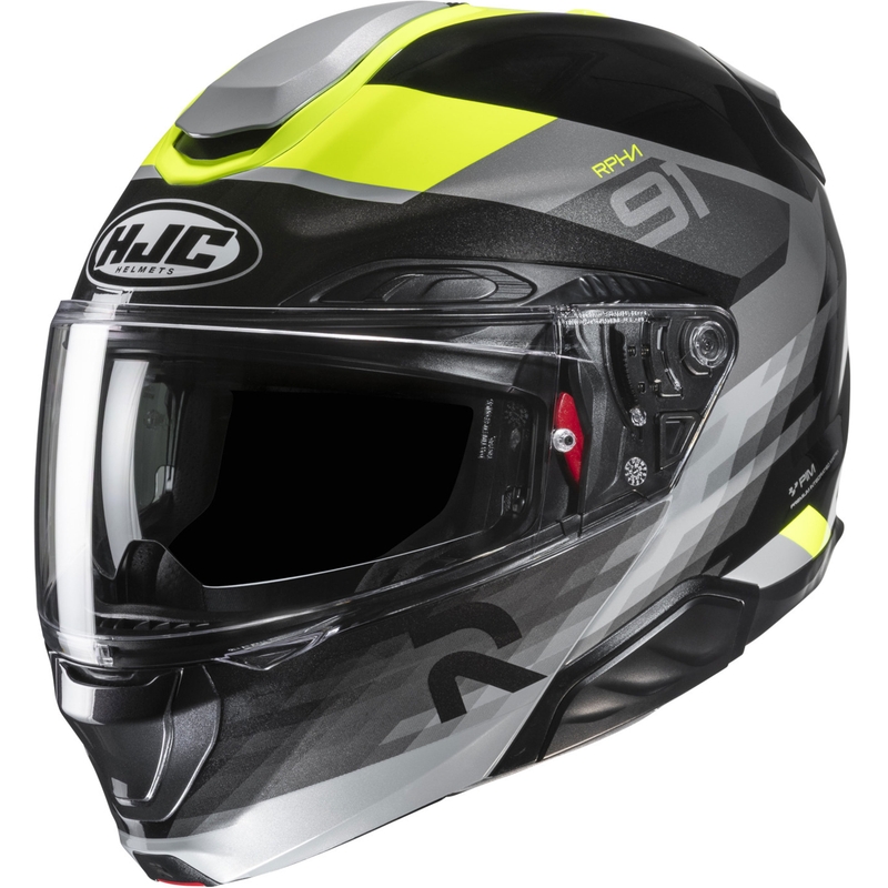 Casco moto apribile HJC RPHA 91 Madal MC3H nero-grigio-giallo fluo