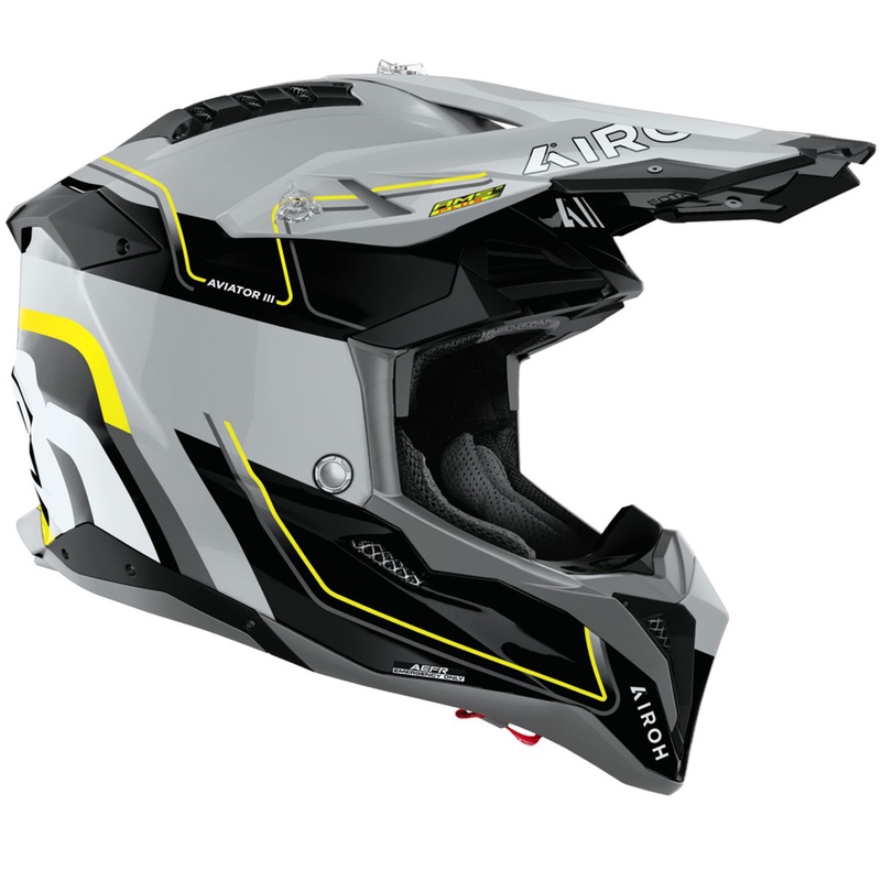 Casco da motocross Airoh Aviator 3 Leader giallo lucido