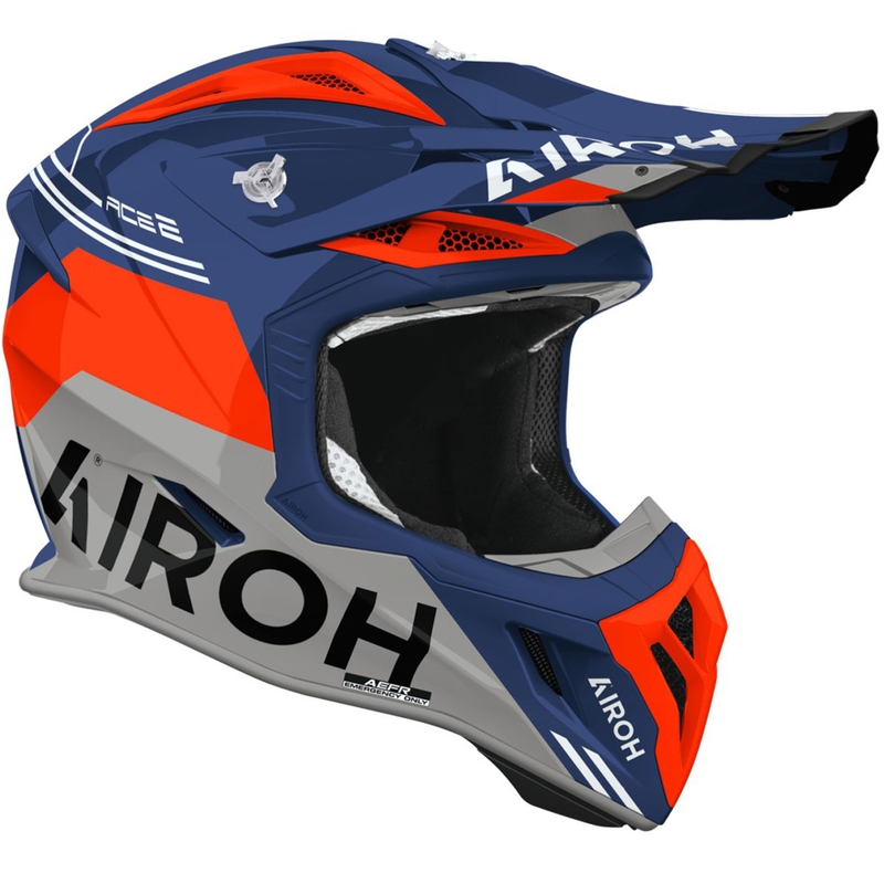 Casco da motocross Airoh Aviator ACE 2 Fury ciano-rosso lucido