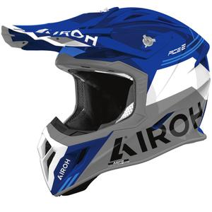 Casco da motocross Airoh Aviator ACE 2 Fury blu lucido