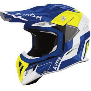 Casco da motocross Airoh Aviator ACE 2 Shield blu-giallo lucido