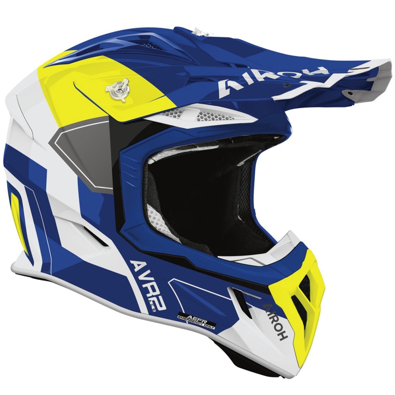 Casco da motocross Airoh Aviator ACE 2 Shield blu-giallo lucido