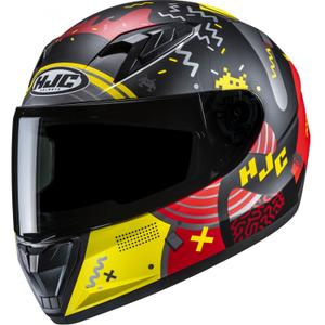 Casco integrale da moto per bambini HJC Y10 Mika MC1SF nero-rosso-giallo