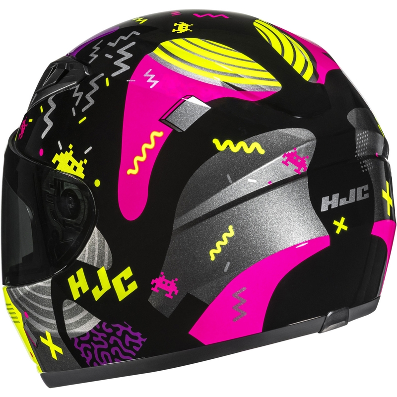 Casco integrale da moto per bambini HJC Y10 Mika MC3H nero-rosa
