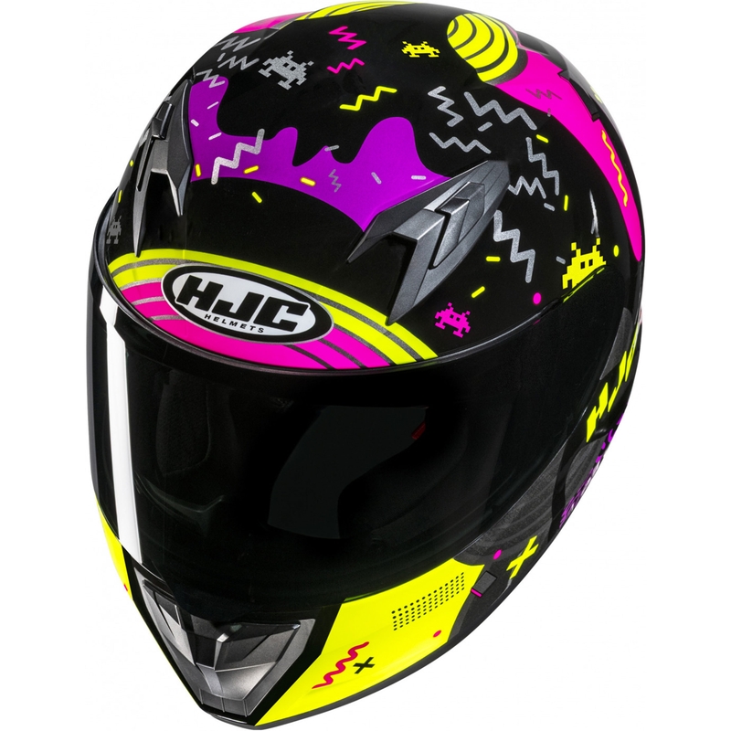 Casco integrale da moto per bambini HJC Y10 Mika MC3H nero-rosa