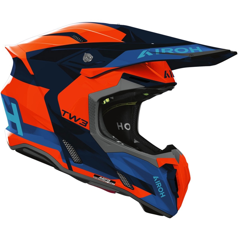 Casco da motocross Airoh Twist 3 Fancy lucido fluo arancione-blu
