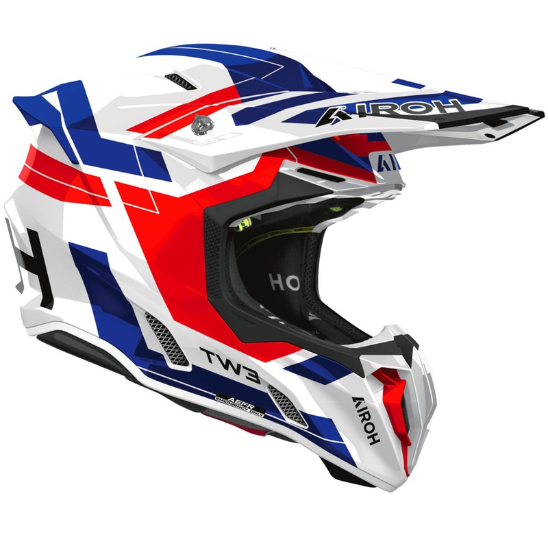 Casco da motocross Airoh Twist 3 Dynasty blu-rosso lucido