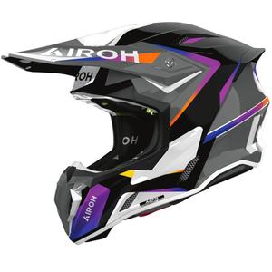 Casco da motocross Airoh Twist 3 Hustle grigio-viola lucido