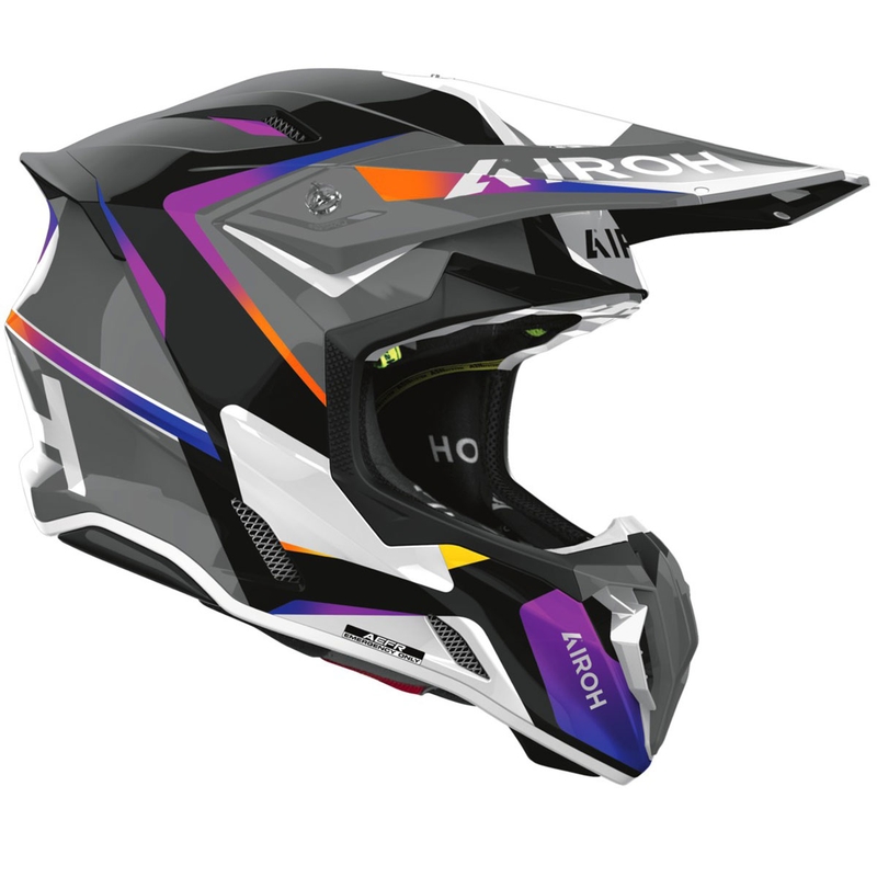 Casco da motocross Airoh Twist 3 Hustle grigio-viola lucido