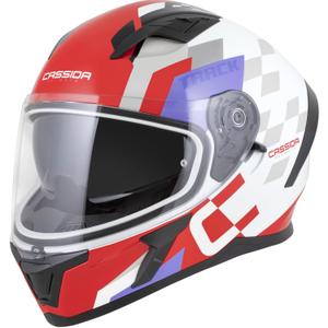 Casco integrale da moto Cassida Orbit Track rosso fluo-bianco-viola-nero