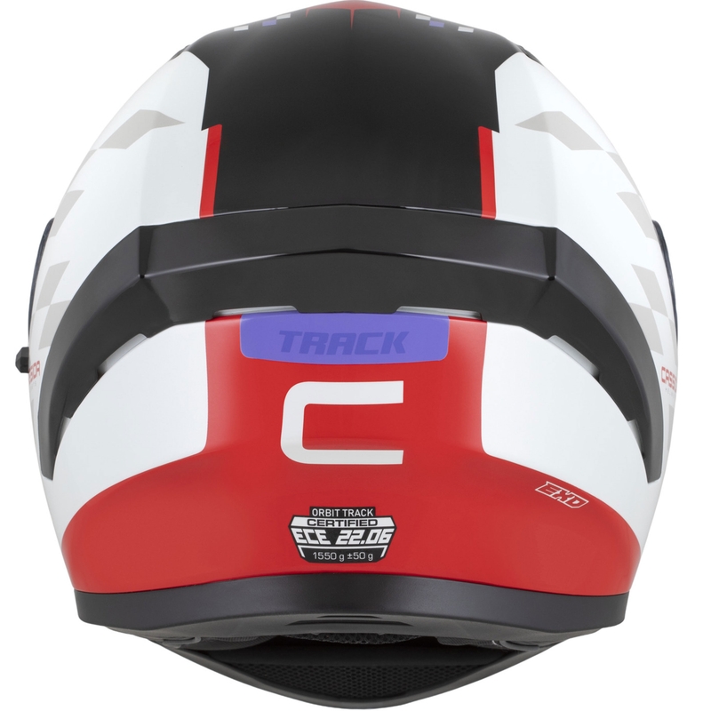 Casco integrale da moto Cassida Orbit Track rosso fluo-bianco-viola-nero