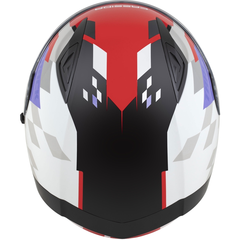 Casco integrale da moto Cassida Orbit Track rosso fluo-bianco-viola-nero