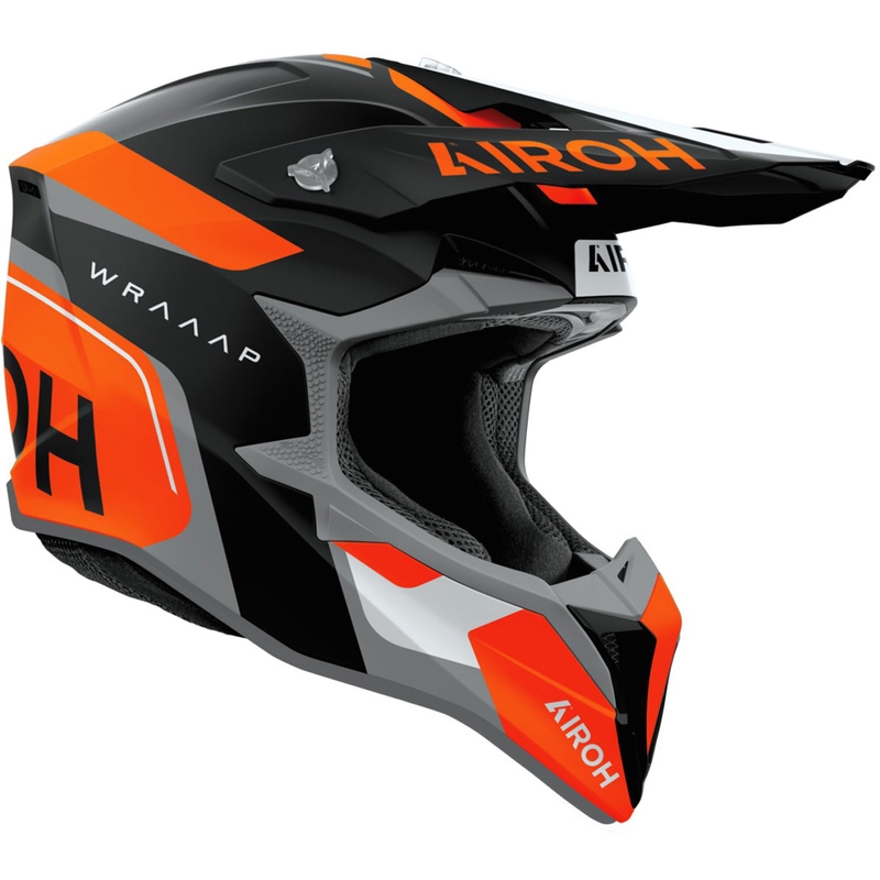 Casco da motocross Airoh Wraaap Conquer arancione opaco