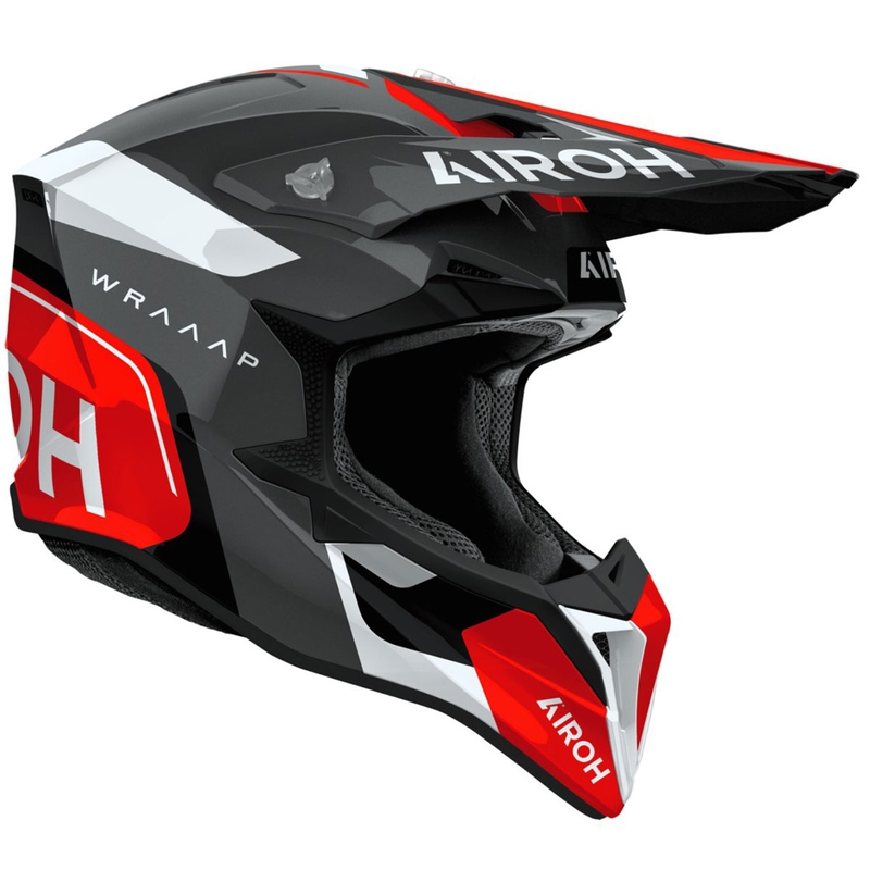 Casco da motocross Airoh Wraaap Conquer rosso lucido